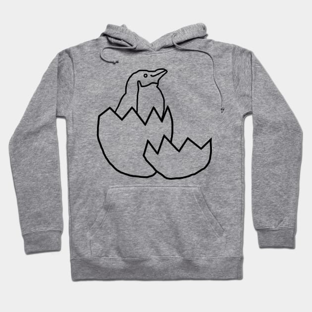 Little Blue Penguin Hatching from Egg Outline Hoodie by ellenhenryart